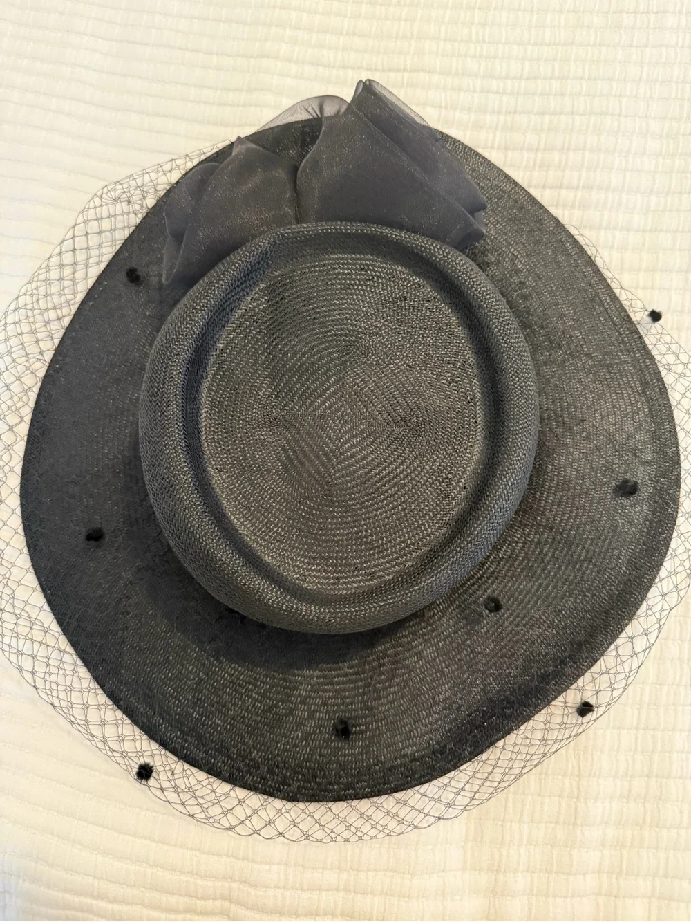 Plaza Suite by Betmar Vintage Black Straw Fascinator / Cocktail Hat
